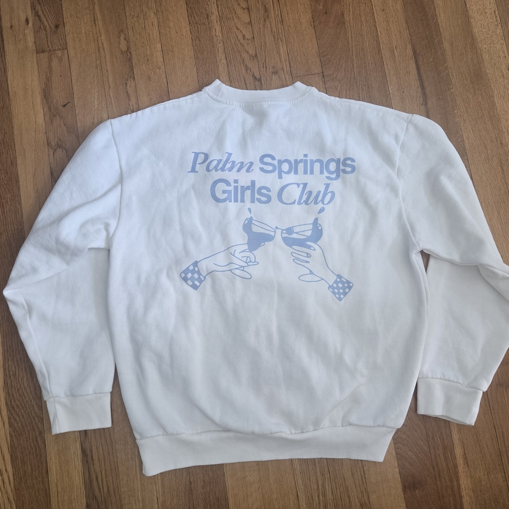 White Crewneck Sweatshirt with Graphic Detail - Picture 2 of 6